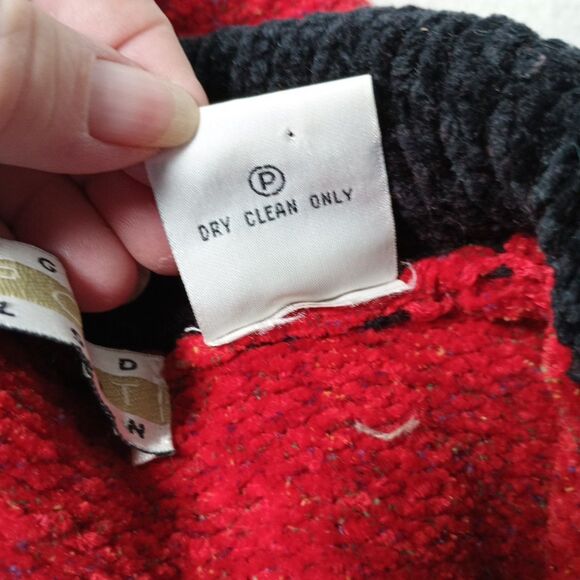 Sigrid Olsen Sport Red Chenille Sweater L Nordic Tree Knit Pullover Christmas - Picture 11 of 14